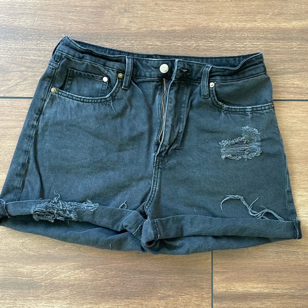 & denim by H&M black cutoff distressed shorts